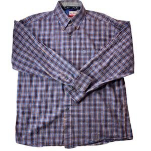 George Strait‎ Cowboy Cut Collection by Wrangler Plaid Button Down Shirt Mens